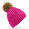 B412 - Bonnet epais avec pompon en fausse fourrure - Ak. Custom Clothting Solutions