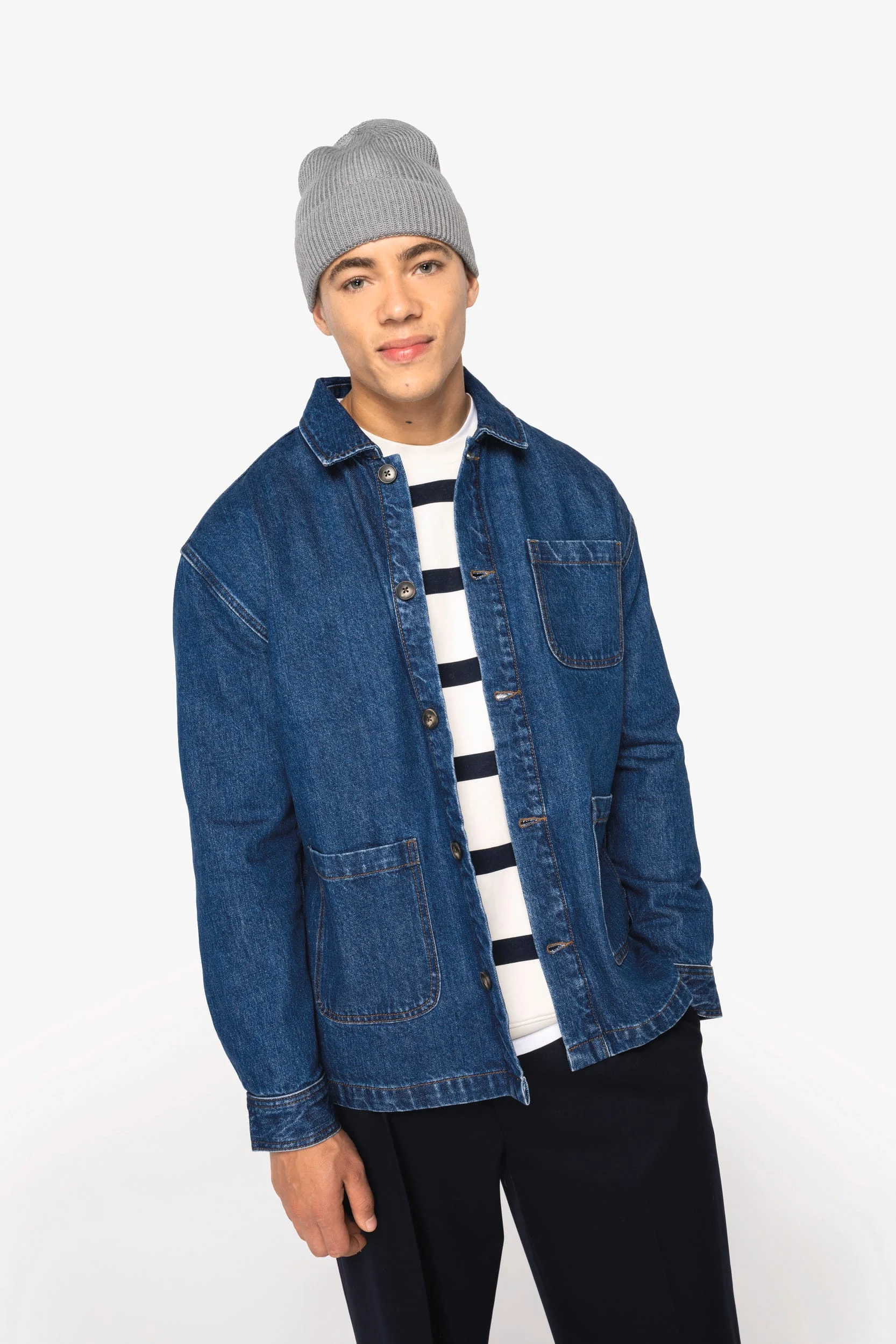 NS614 - Veste en jean écoresponsable à épaules tombantes unisexe – Image 3