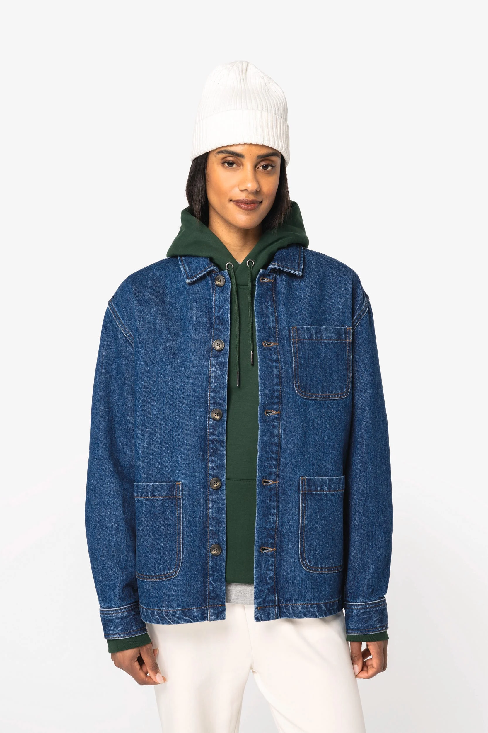 NS614 - Veste en jean écoresponsable à épaules tombantes unisexe – Image 4