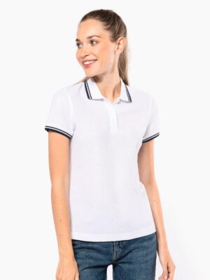 K273 - Polo femme manches courtes à liserés contrastés