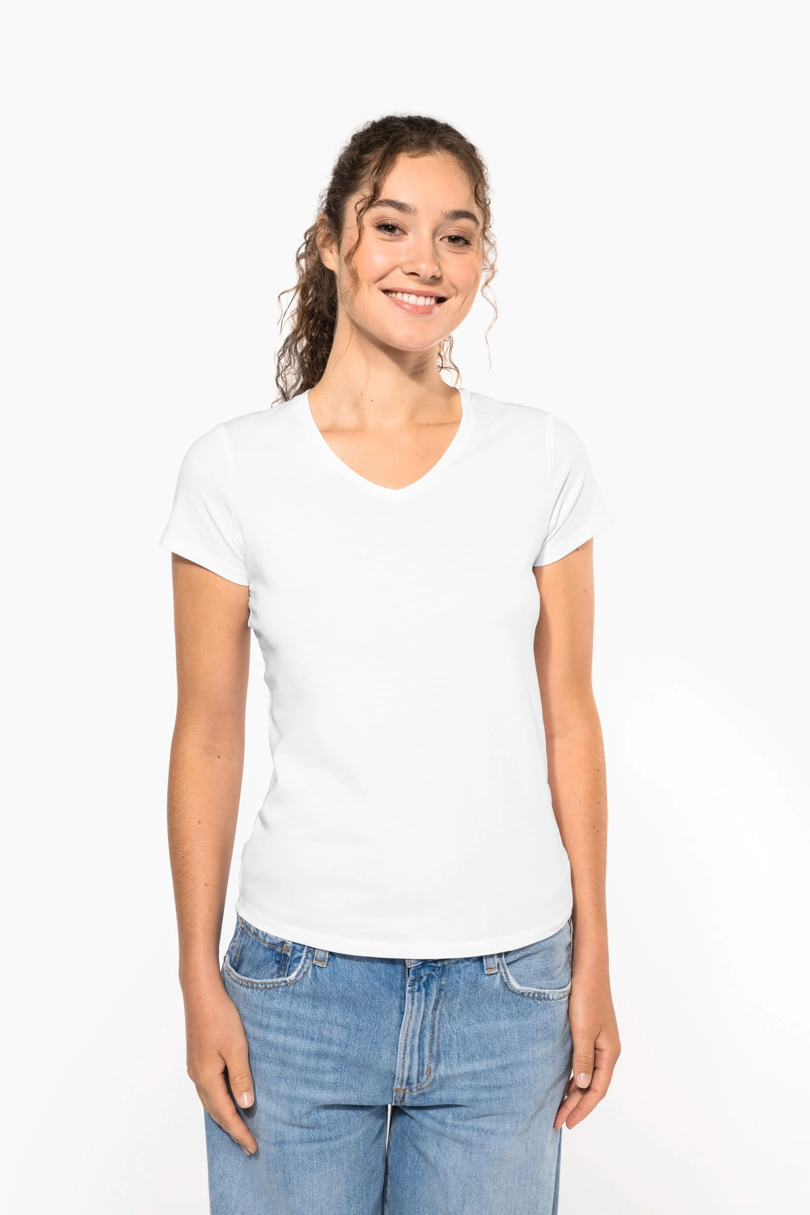 K3015 - T-shirt col V manches courtes femme – Image 16