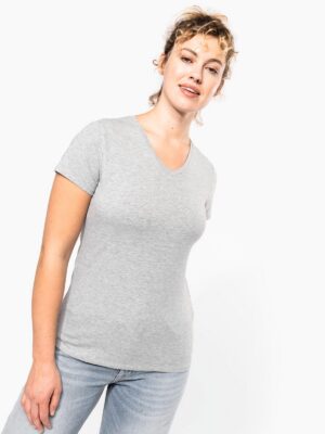 K3015 - T-shirt col V manches courtes femme