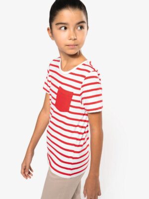 K379 - T-shirt rayé marin avec poche manches courtes enfant