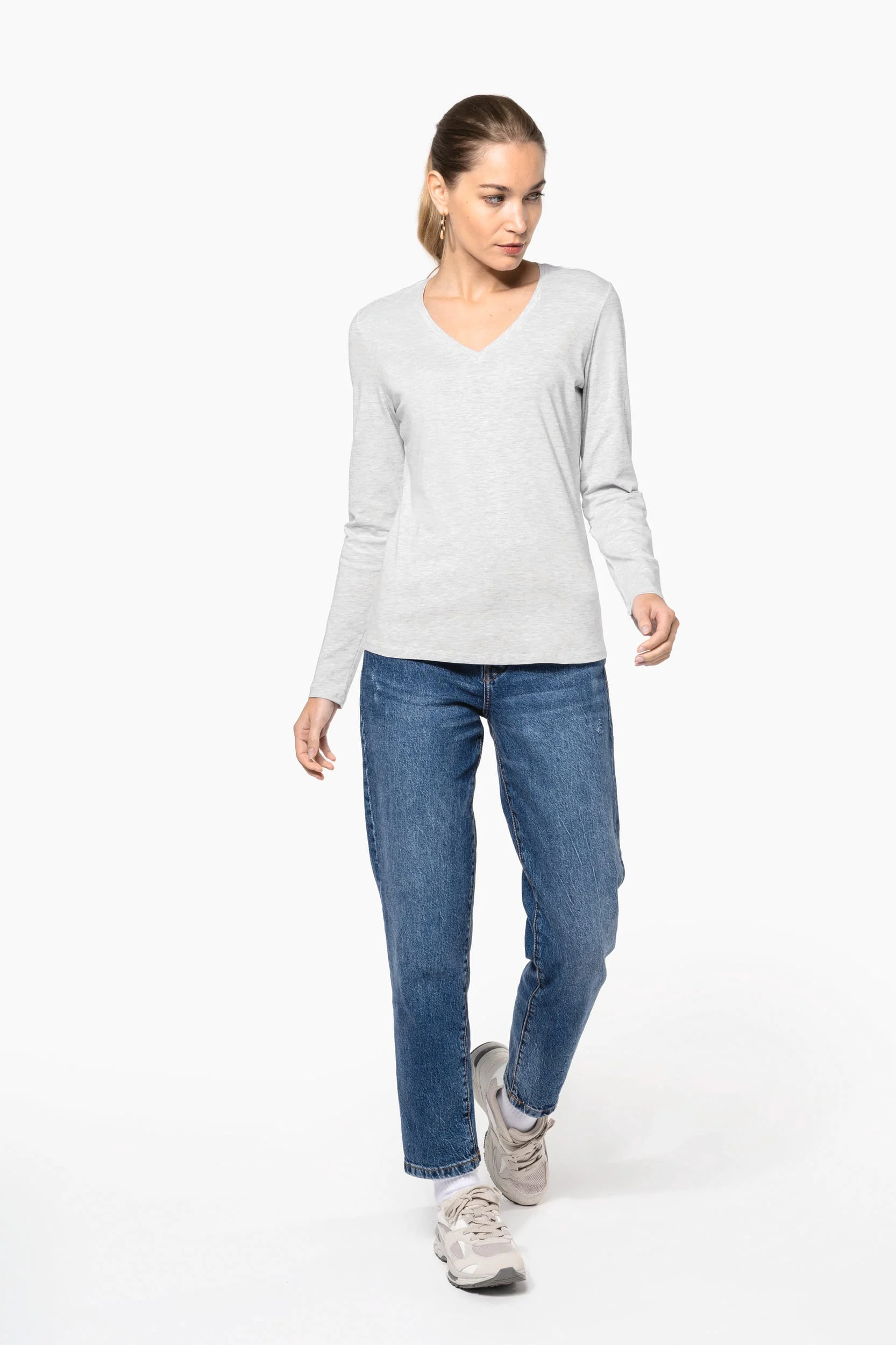 K382 - T-shirt col V manches longues femme – Image 5