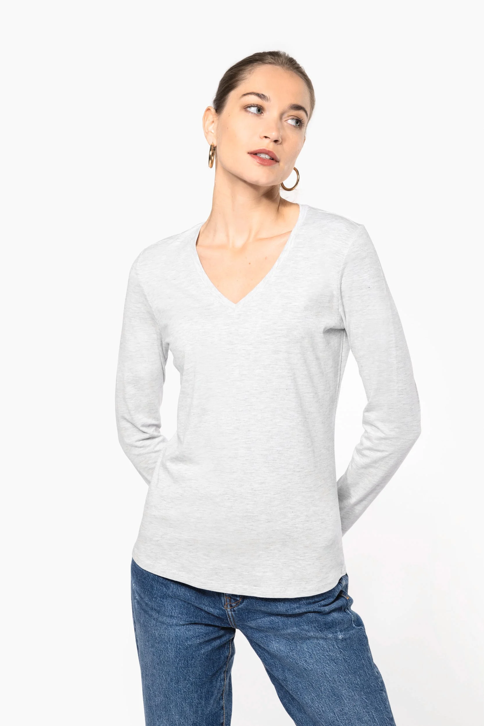 K382 - T-shirt col V manches longues femme – Image 4