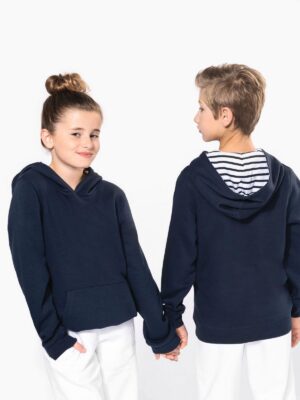 K4014 - Sweat-shirt à capuche contrastée à motifs enfant unisexe