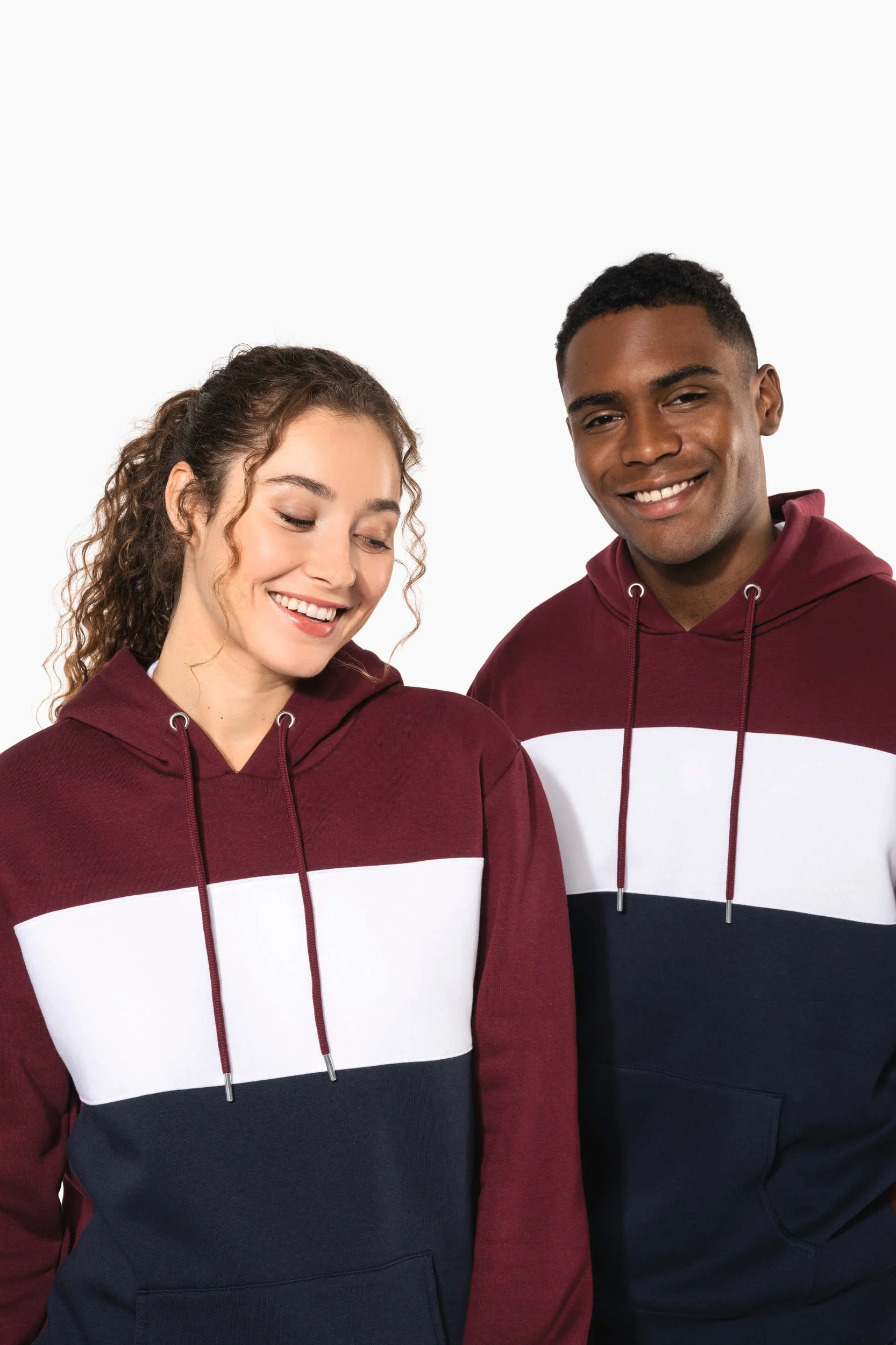 K4016 - Sweat-shirt tricolore à capuche unisexe – Image 10