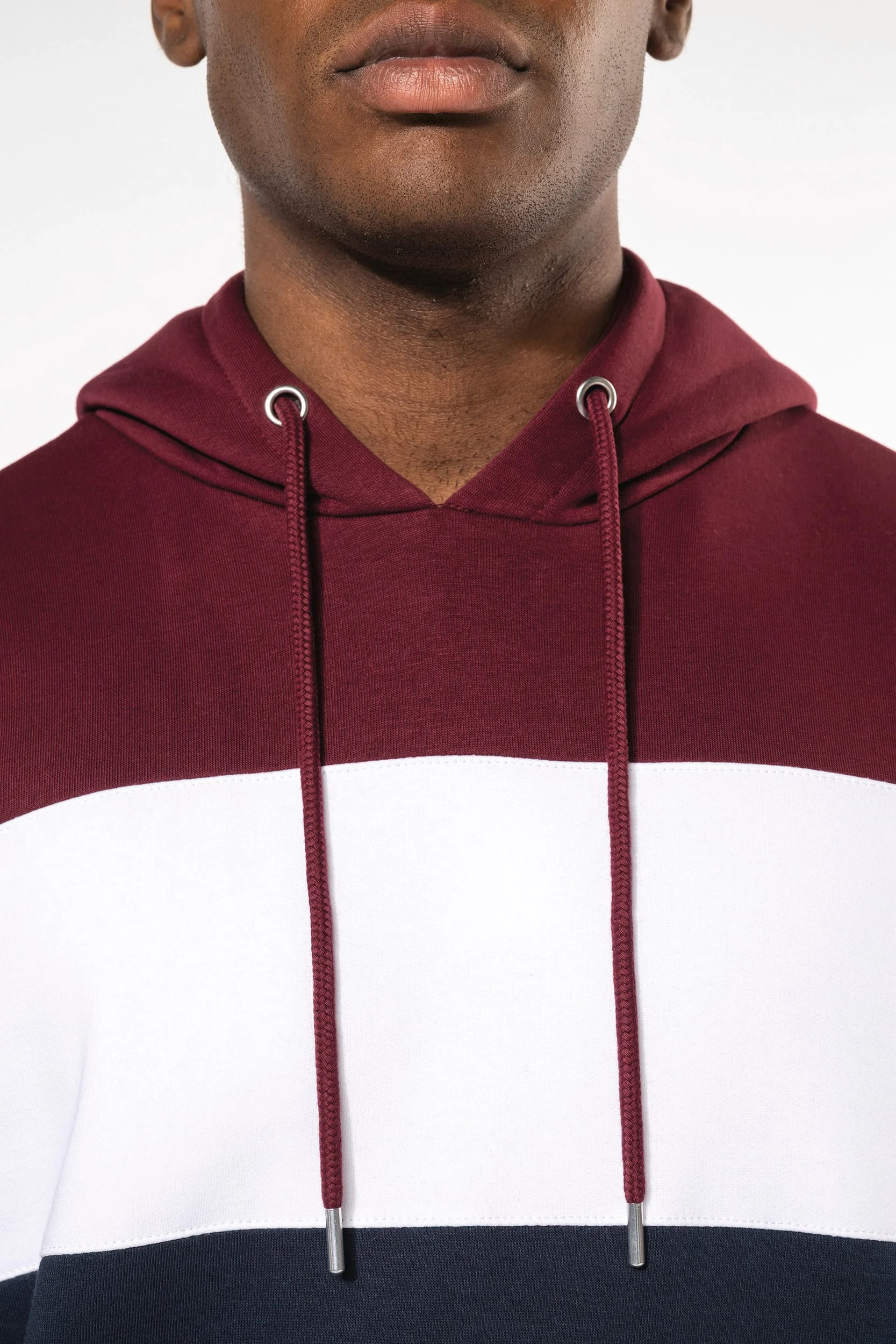 K4016 - Sweat-shirt tricolore à capuche unisexe – Image 6