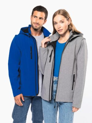 K422 - Veste Softshell 3 couches à capuche avec manches amovibles unisexe