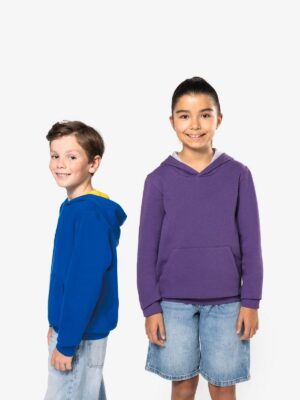 K453 - Sweat-shirt capuche contrastée enfant