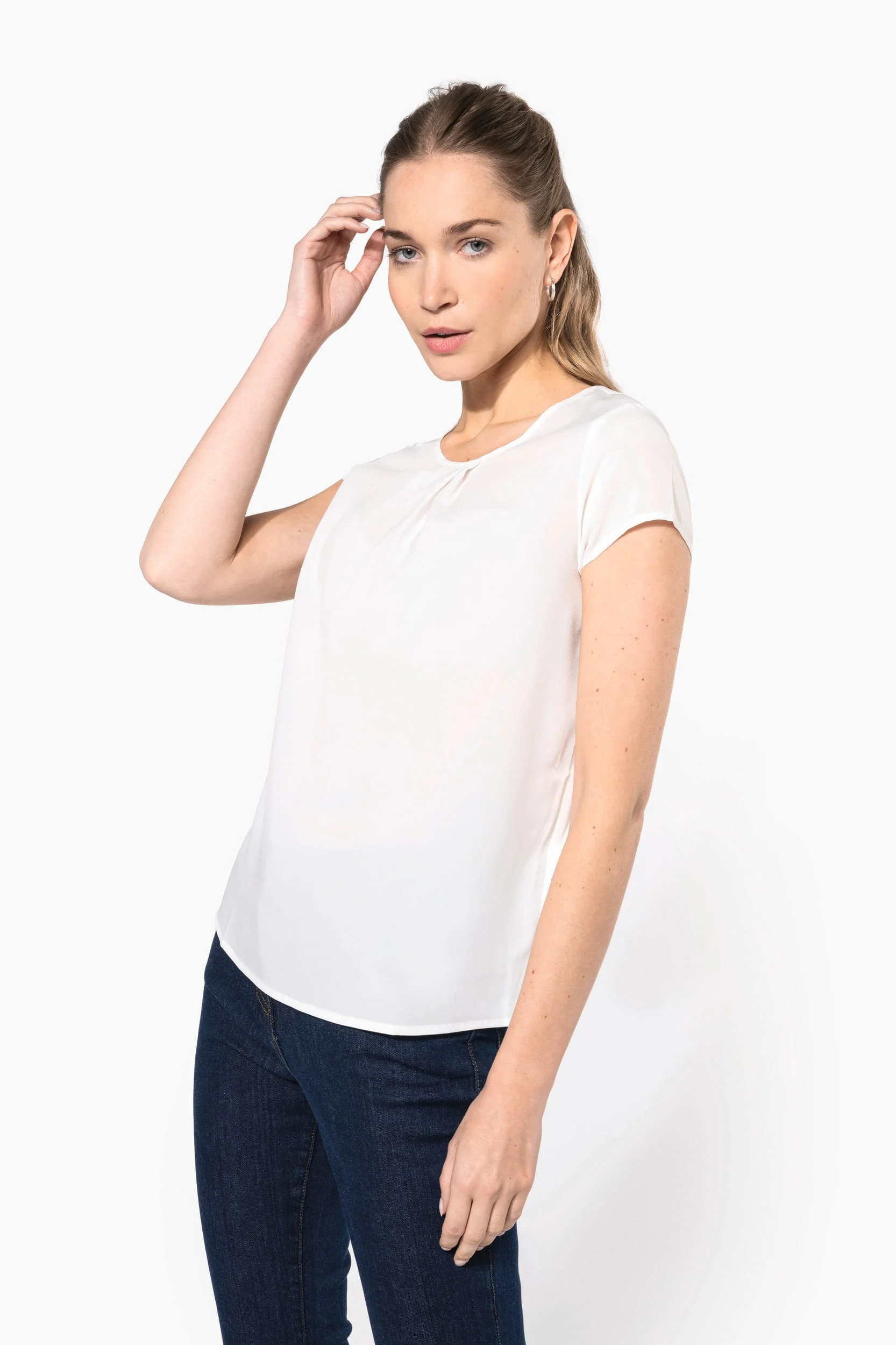 K5002 - Blouse crêpe manches courtes femme – Image 3