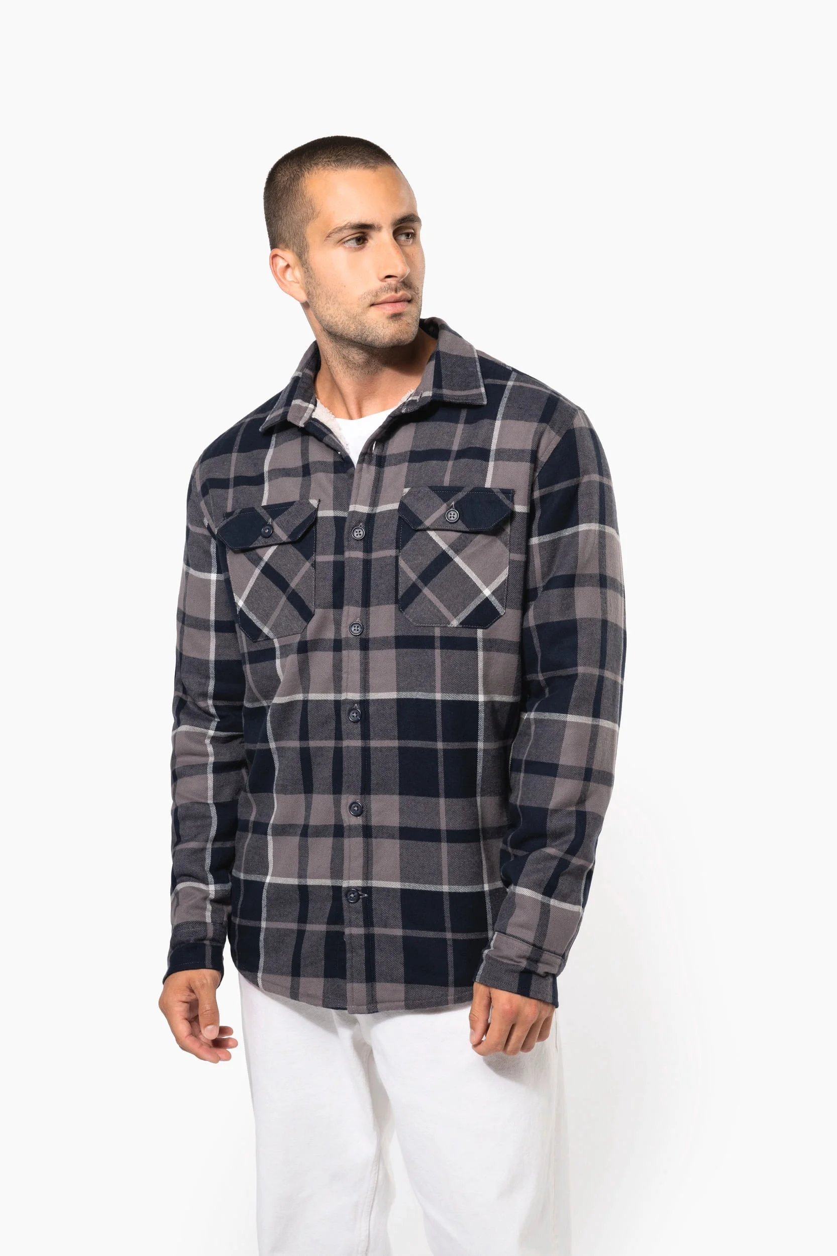 K579 - Surchemise à carreaux doublée sherpa homme