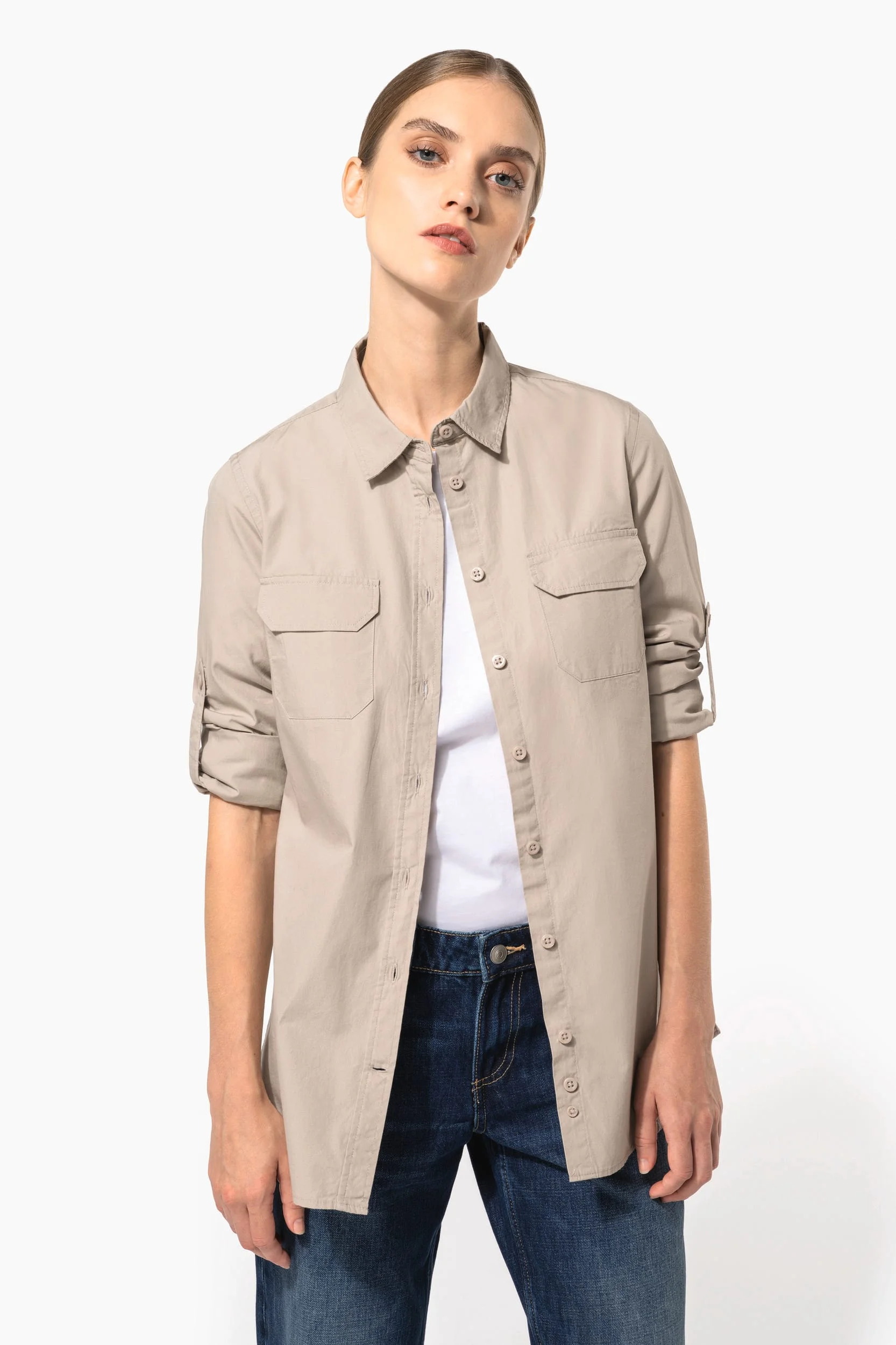 K591 - Chemise safari manches longues femme