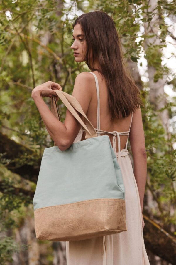 KI0235 - Sac shopping en toiles de coton et jute – Image 7