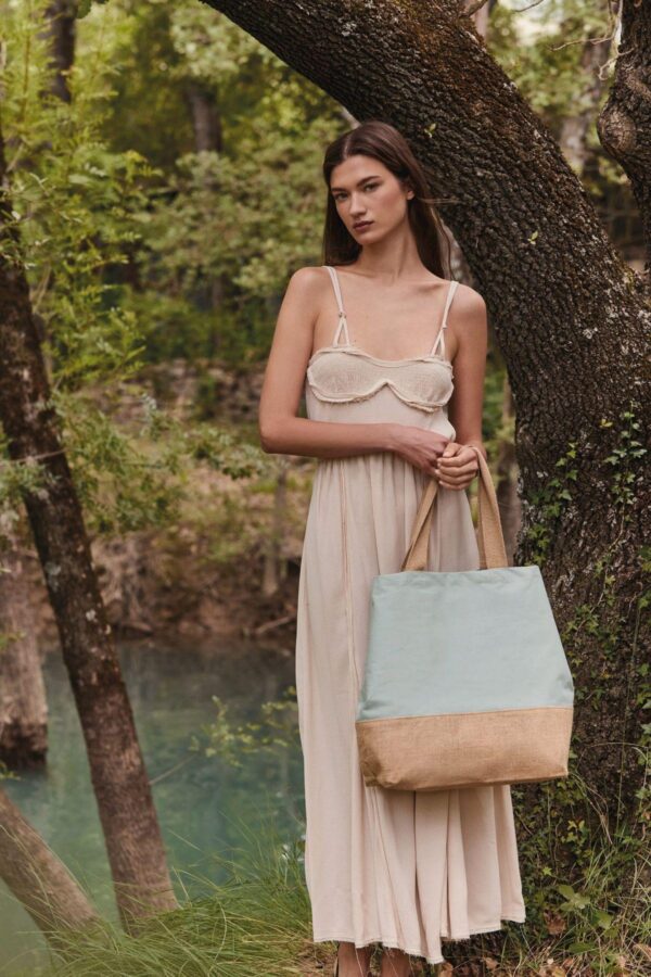 KI0235 - Sac shopping en toiles de coton et jute – Image 8