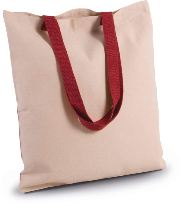 KI0277 - Sac shopping plat en toile avec poignées contrastées – Image 2