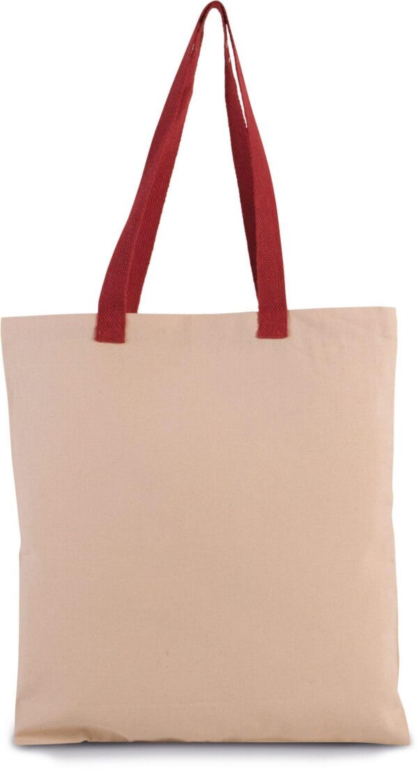 KI0277 - Sac shopping plat en toile avec poignées contrastées