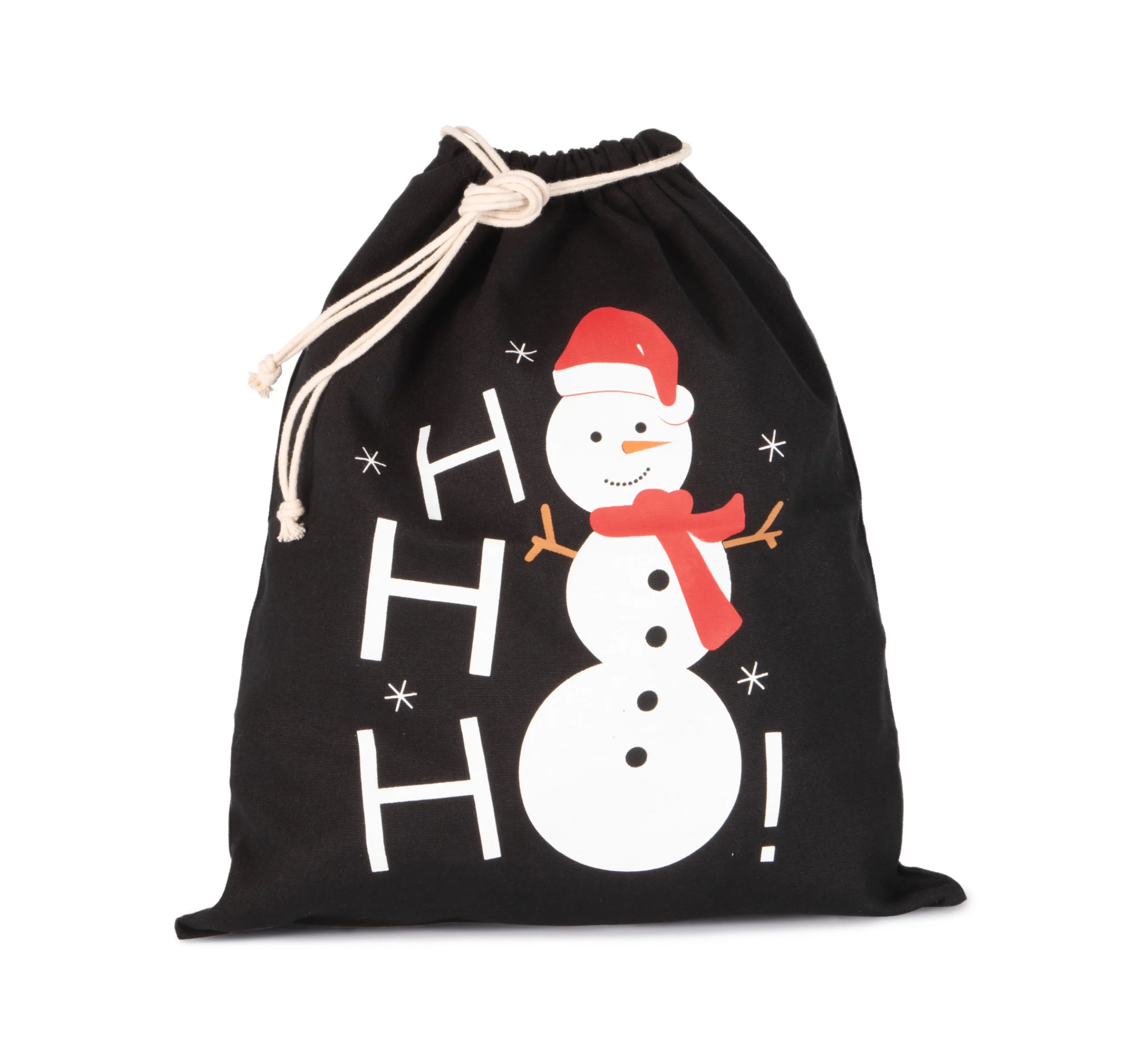 KI0745 - Sac coton à cordon motif bonhomme de neige – Image 4