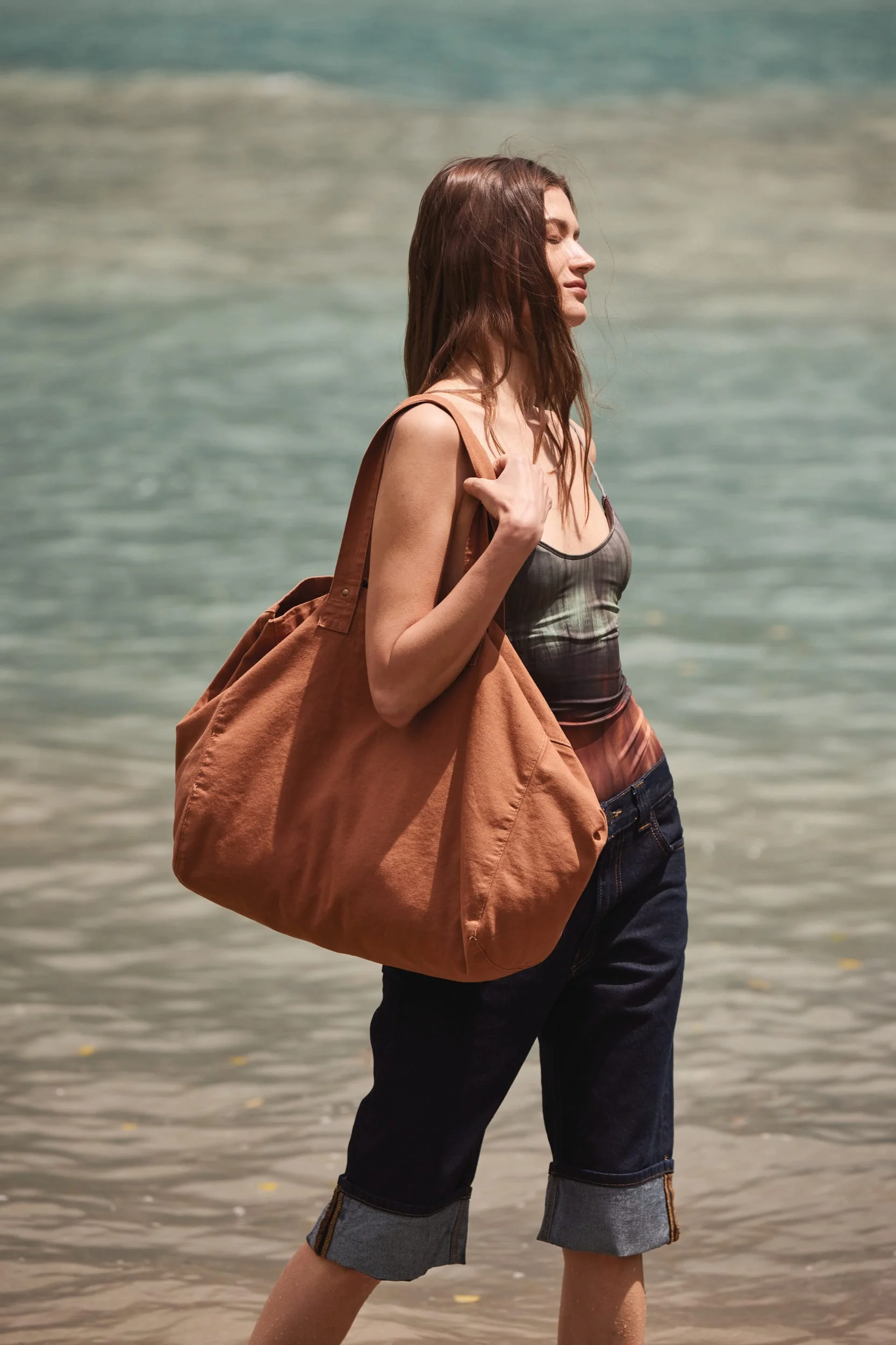 KI3208 - Sac de shopping en coton délavé