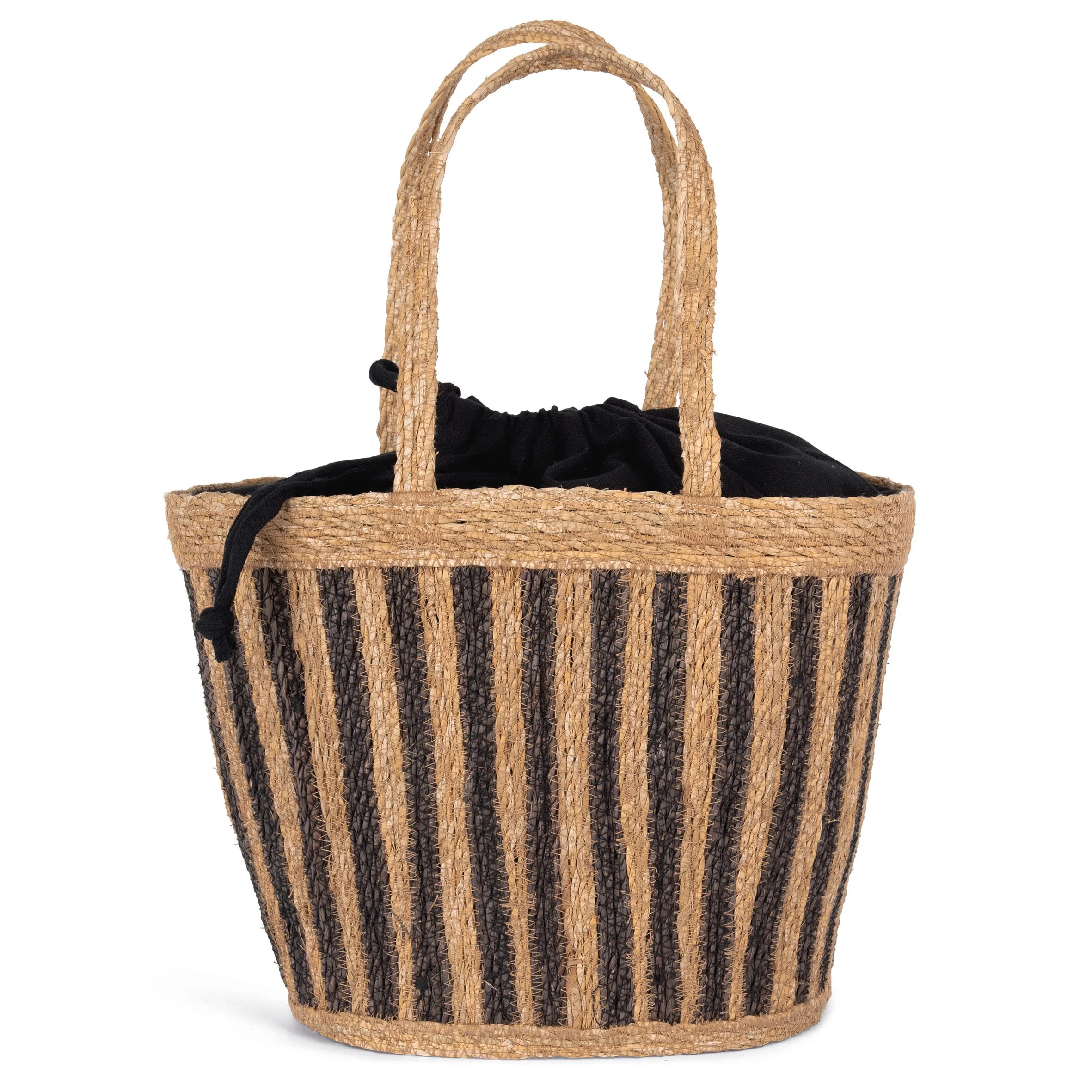 KINS135 - Sac panier rayé en jonc de mer