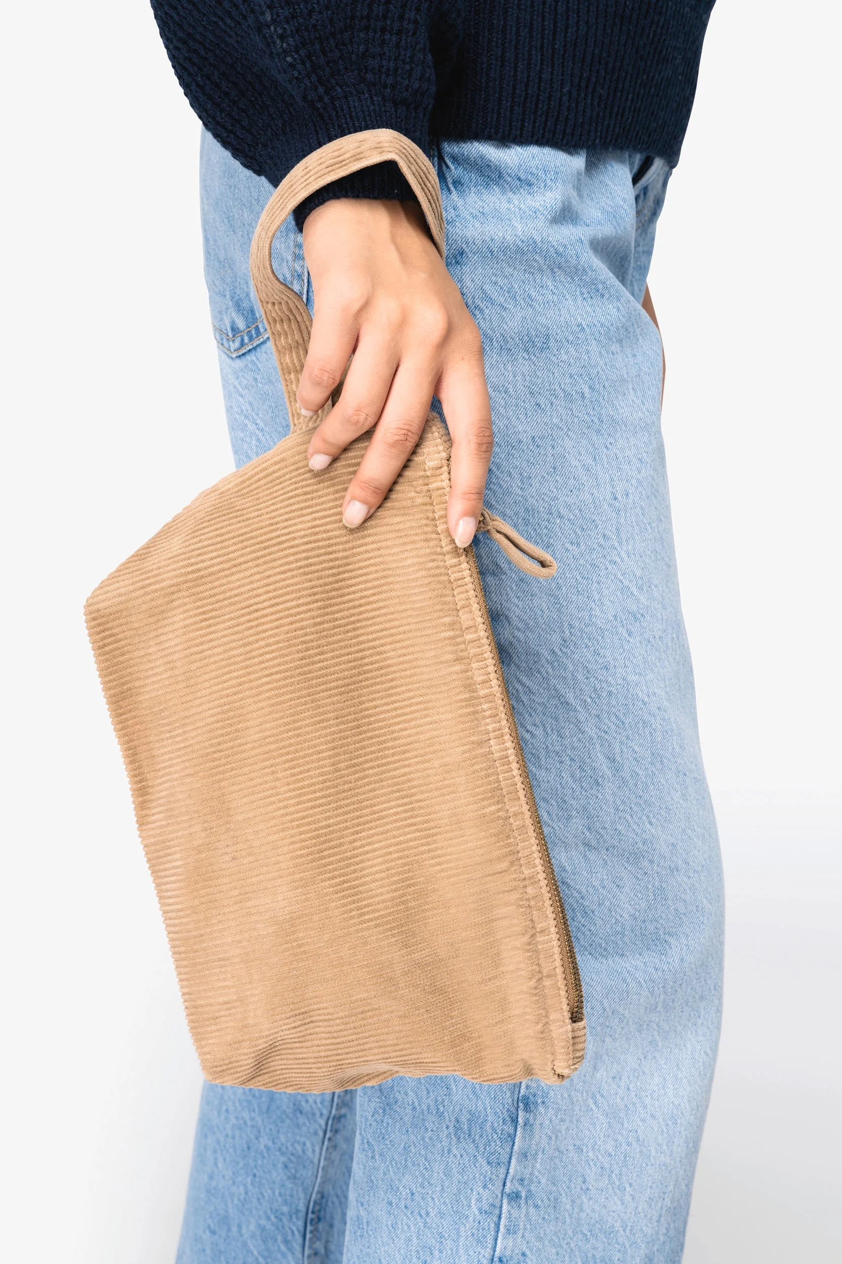 NS134 - Pochette écoresponsable délavée en velours côtelé