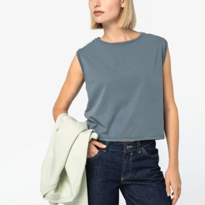 NS342 - T-shirt écoresponsable  crop sans manche femme