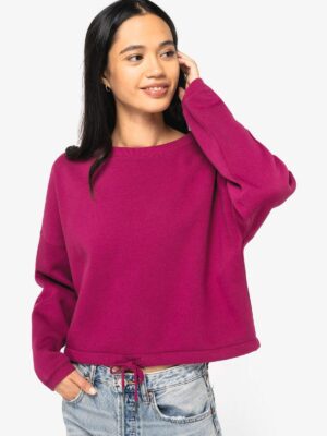 NS429 - Sweat-shirt écoresponsable à col rond oversize crop femme