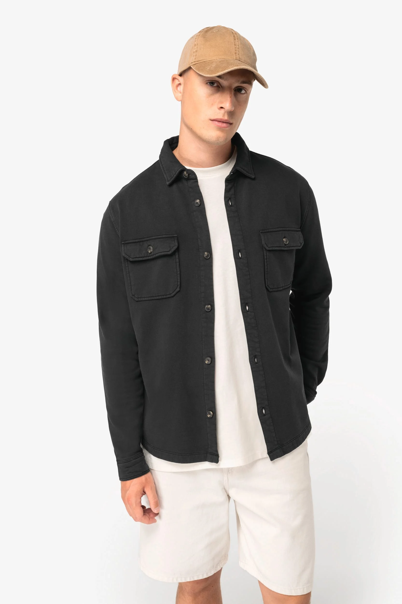 NS521 - Surchemise écoresponsable délavée en molleton gratté homme