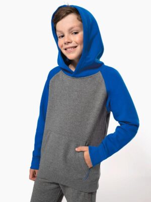 PA370 - Sweat-shirt capuche bicolore enfant