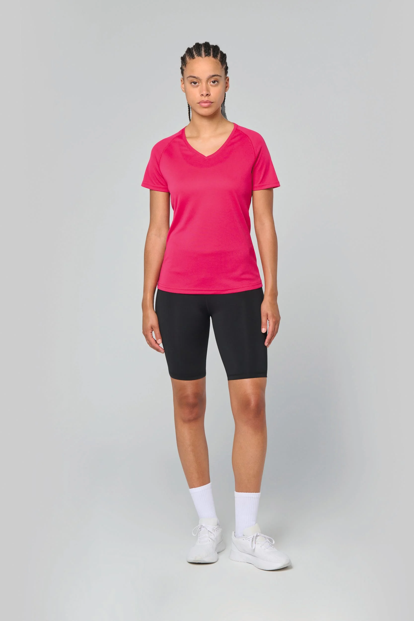 PA477 - T-shirt de sport manches courtes col v femme – Image 3