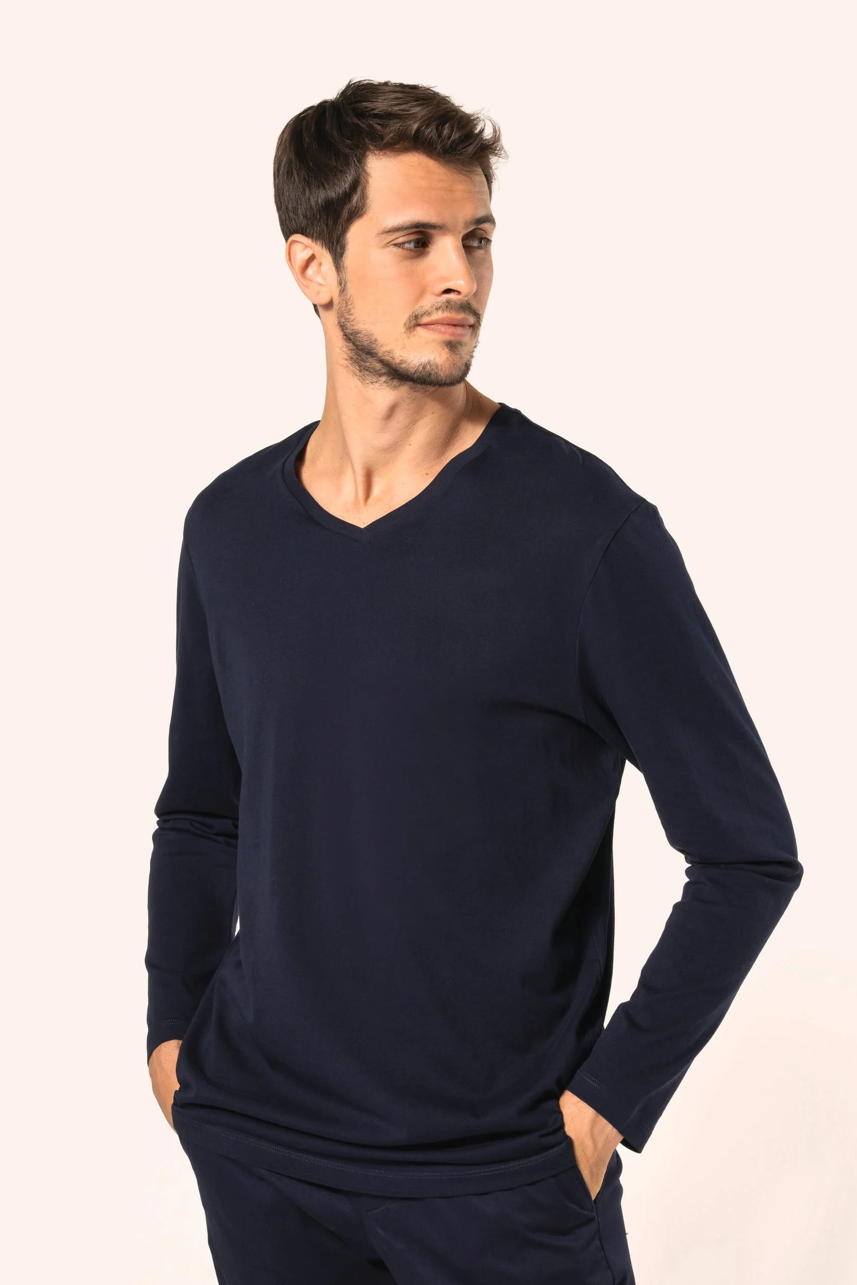 PK306 - T-shirt Supima® col V manches longues homme