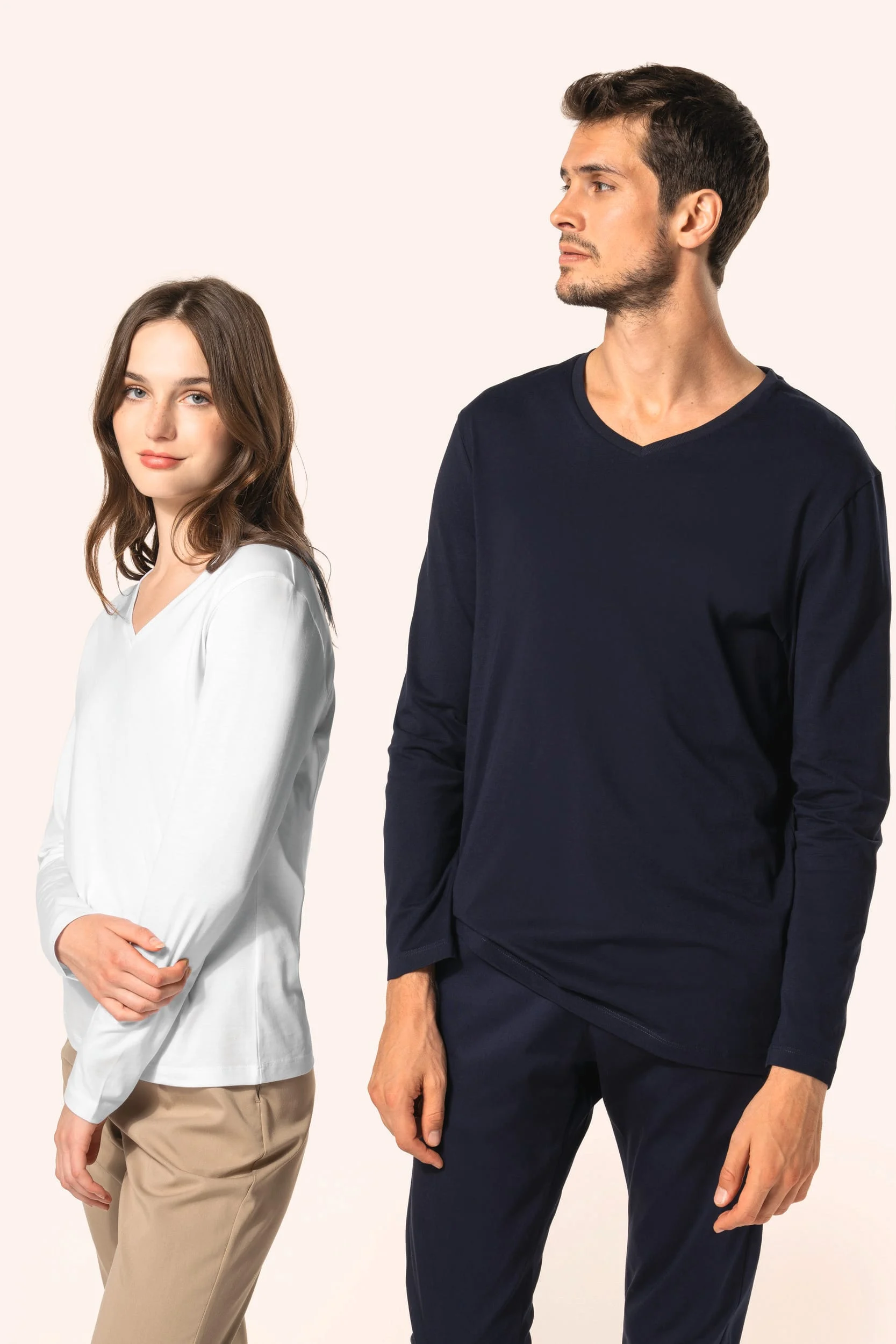 PK307 - T-shirt Supima® col V manches longues femme – Image 8