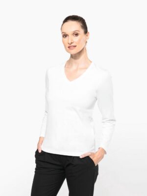 PK307 - T-shirt Supima® col V manches longues femme