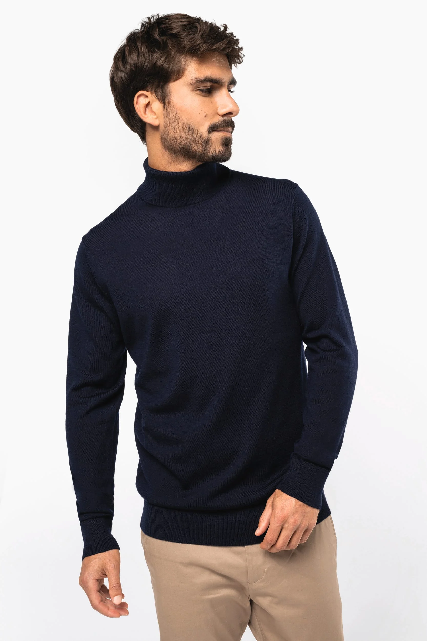 PK912 - Pull Mérinos col roulé homme