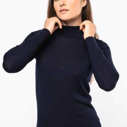 PK913 - Pull Mérinos col roulé femme