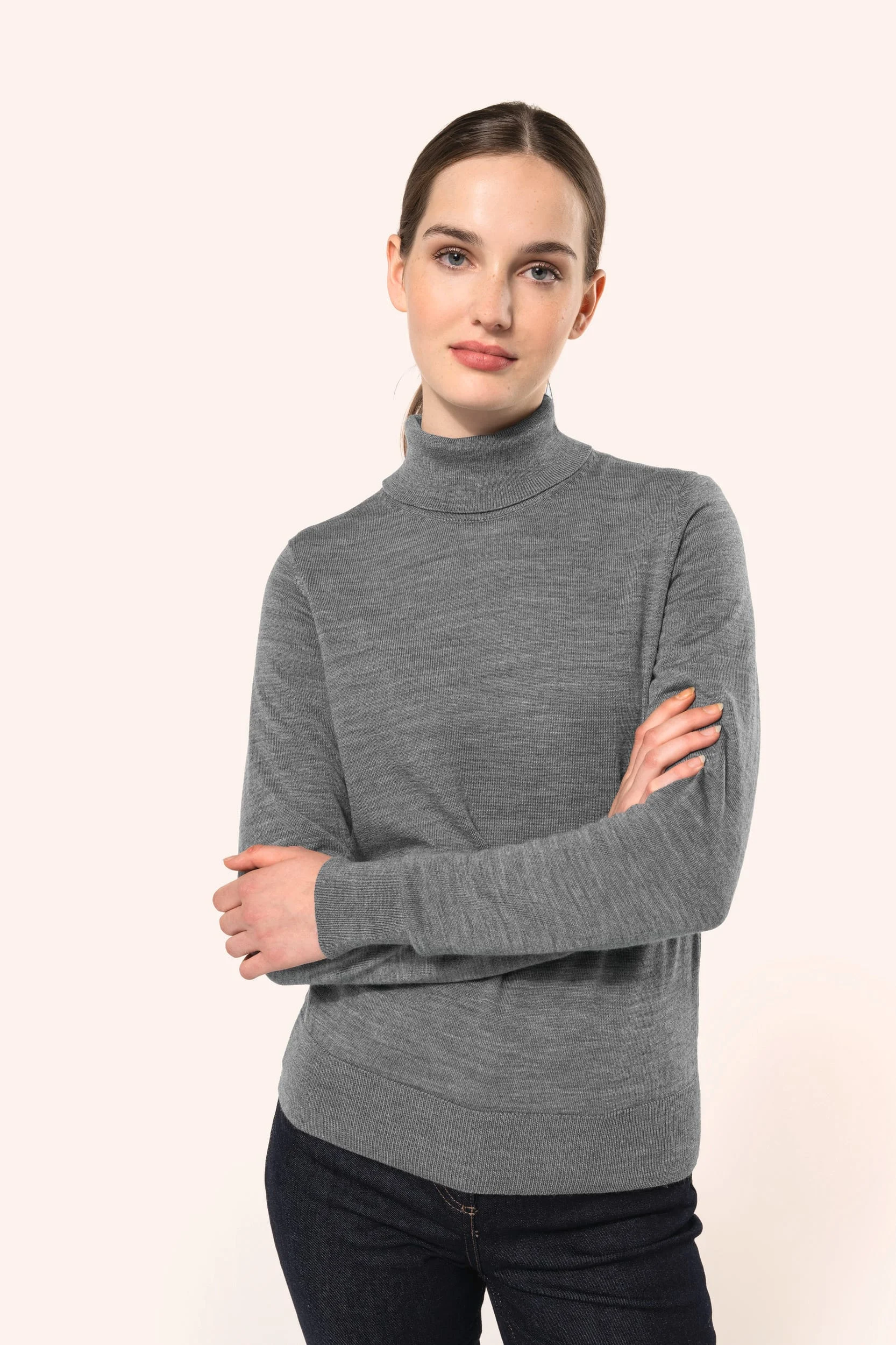 PK913 - Pull Mérinos col roulé femme