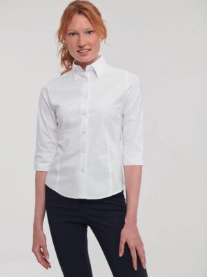 RU946F - Chemise fittée femme manches 3/4