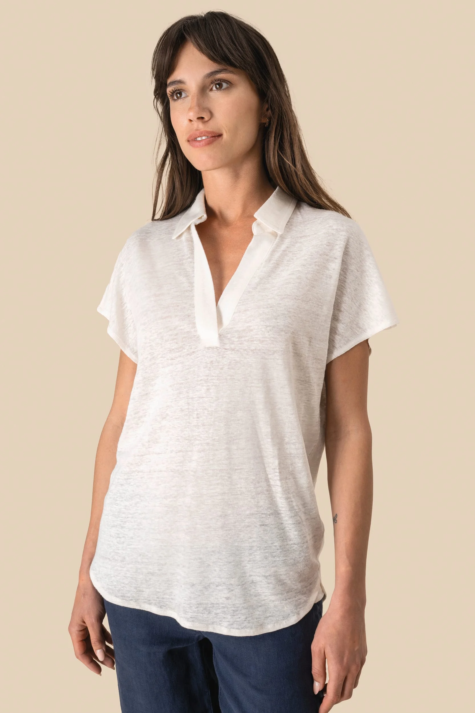 SP221 - Polo en lin femme