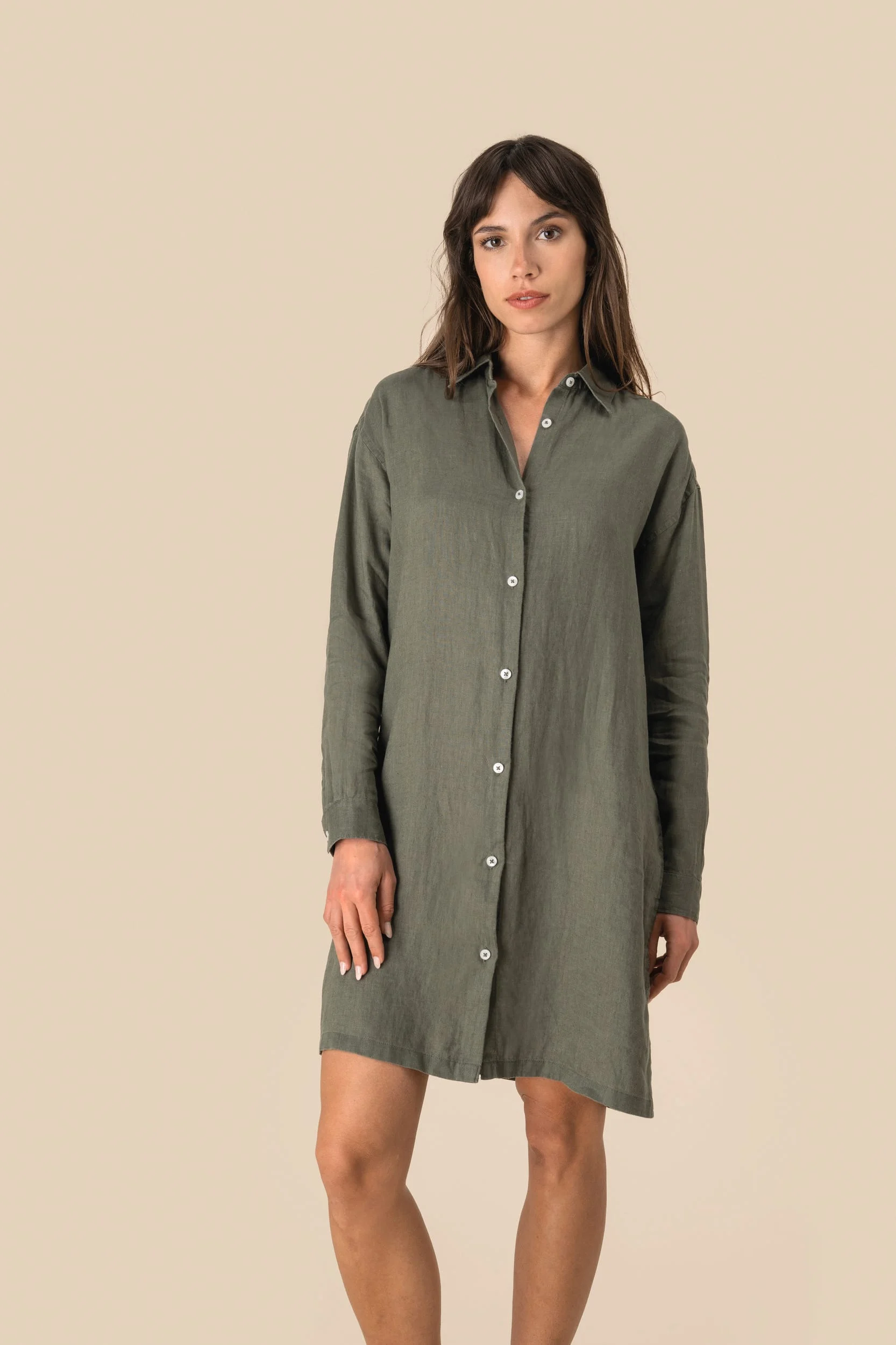 SP5008 - Robe chemise en lin femme – Image 2