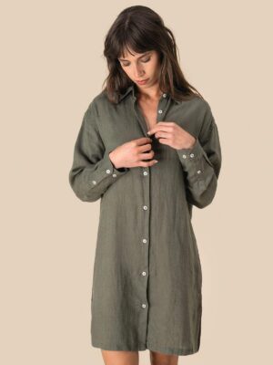 SP5008 - Robe chemise en lin femme