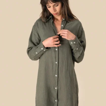 SP5008 - Robe chemise en lin femme
