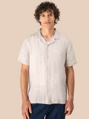SP509 - Chemise à col bowling en lin homme