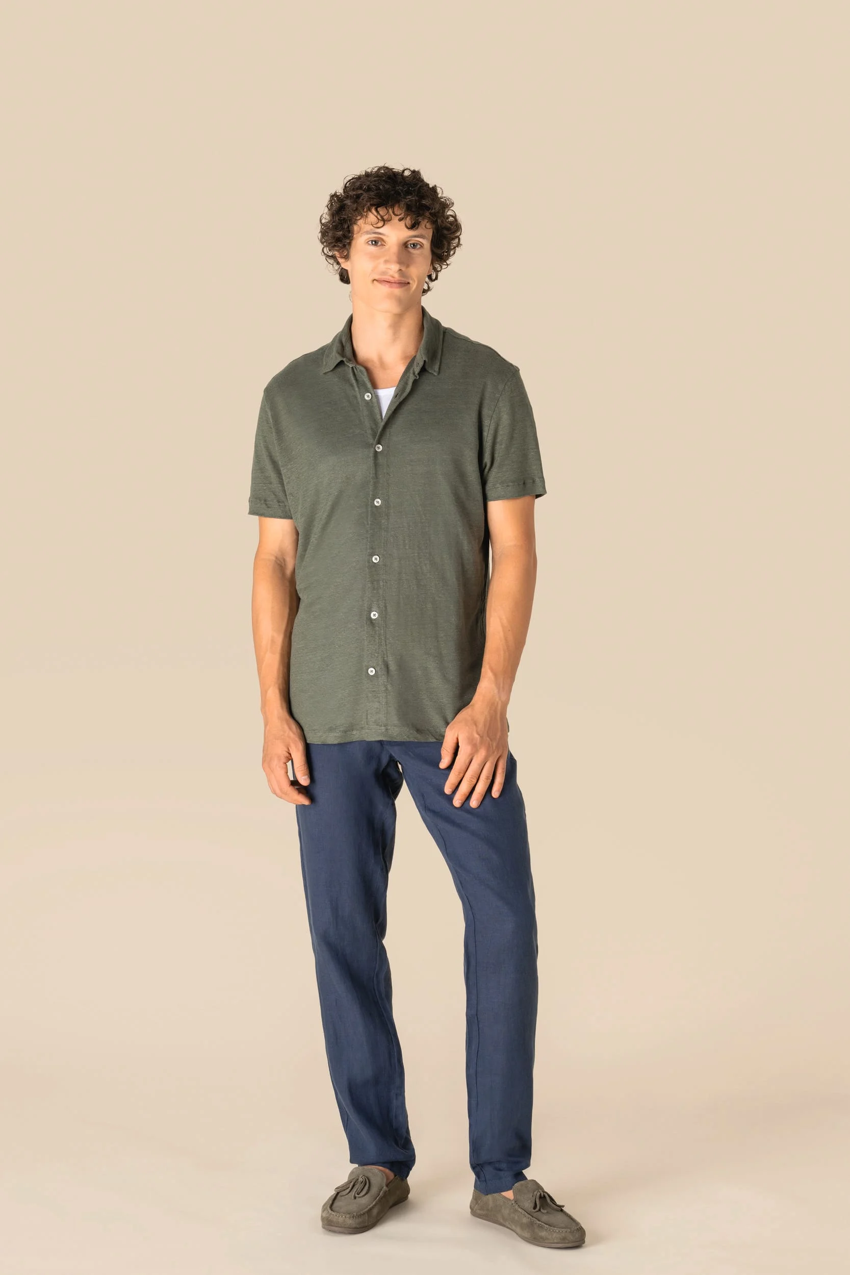 SP517 - Chemise à manches courtes en lin homme – Image 2