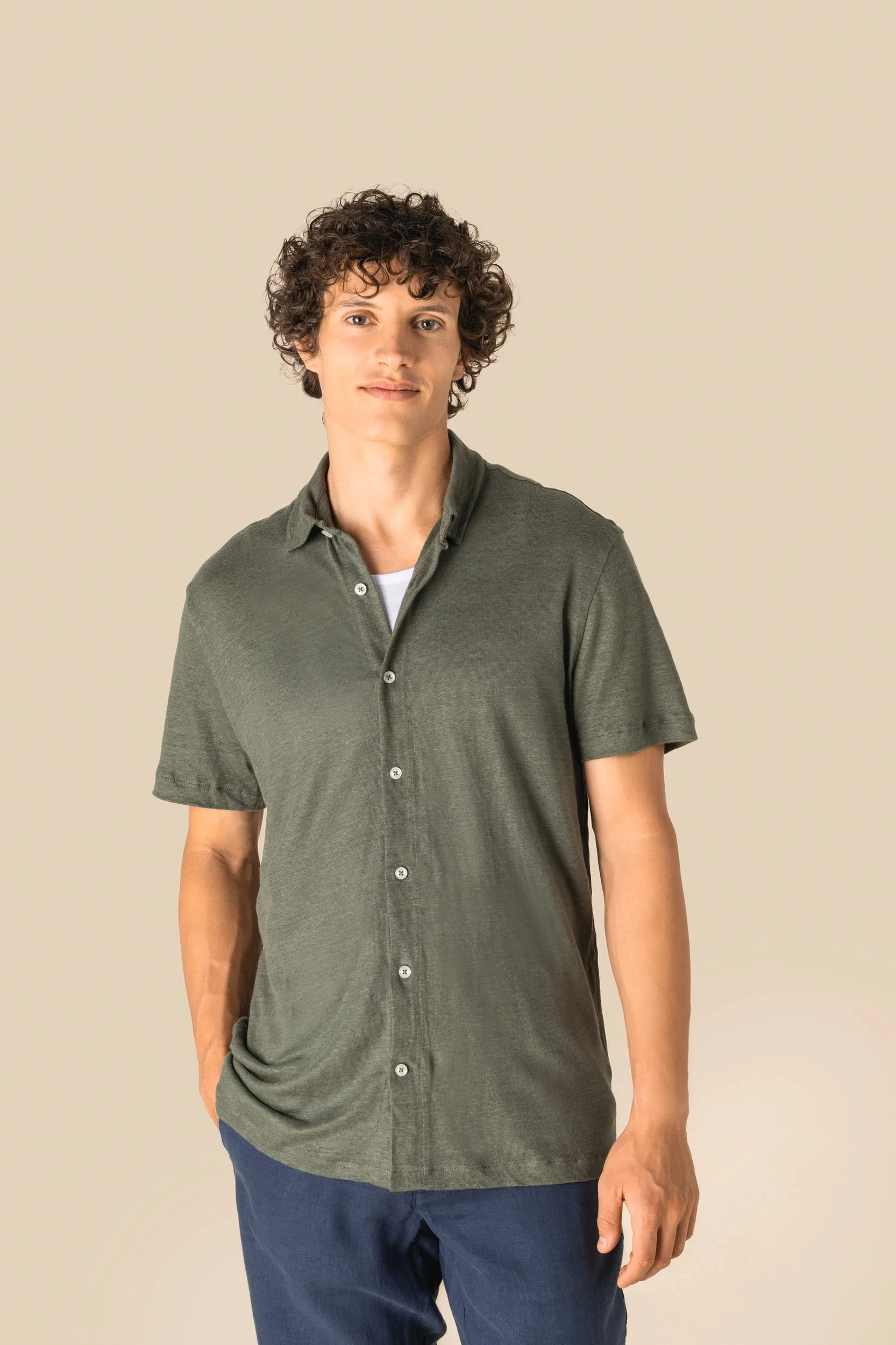 SP517 - Chemise à manches courtes en lin homme