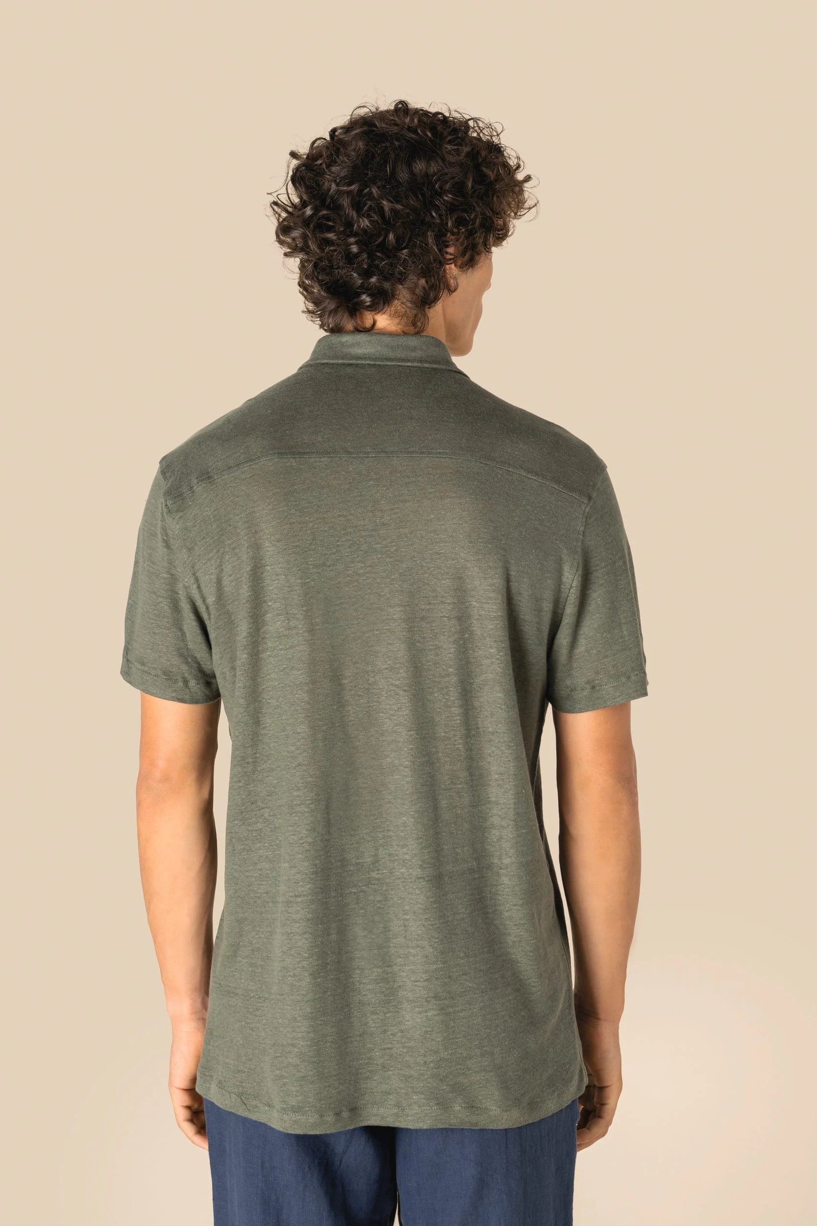 SP517 - Chemise à manches courtes en lin homme – Image 4