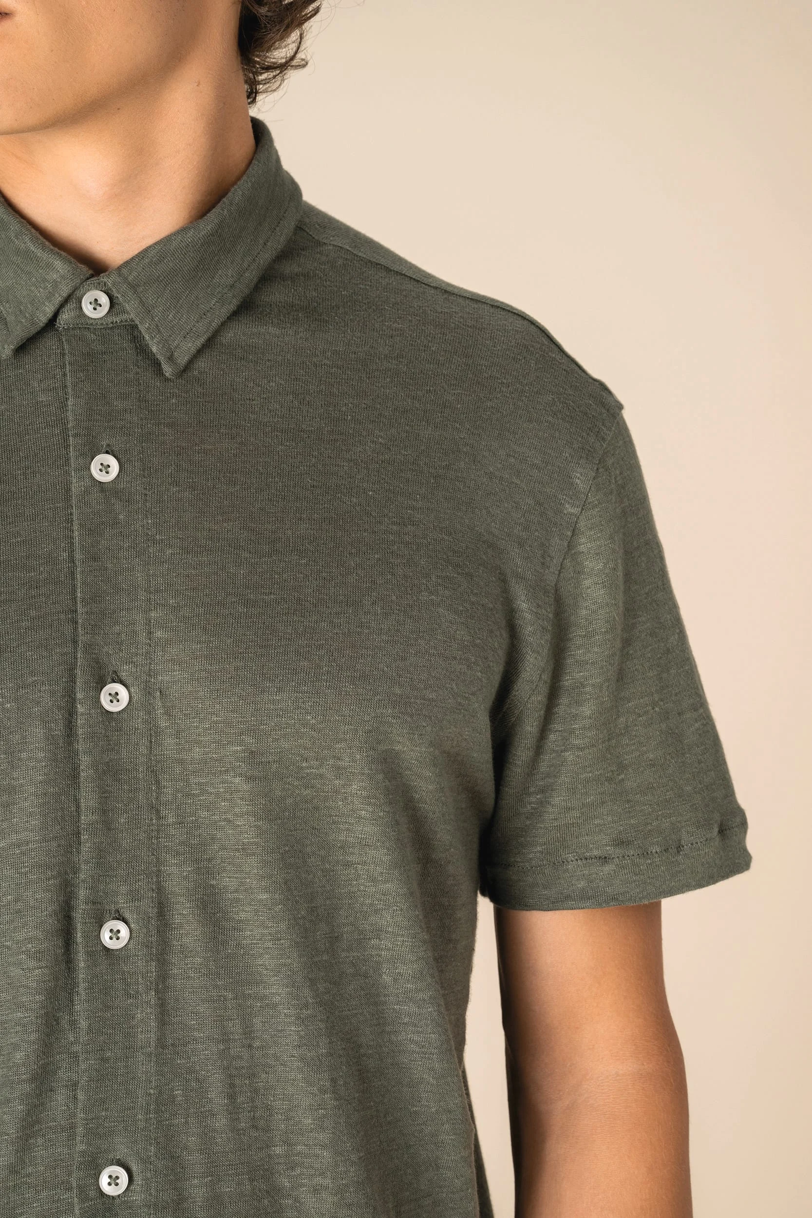 SP517 - Chemise à manches courtes en lin homme – Image 5
