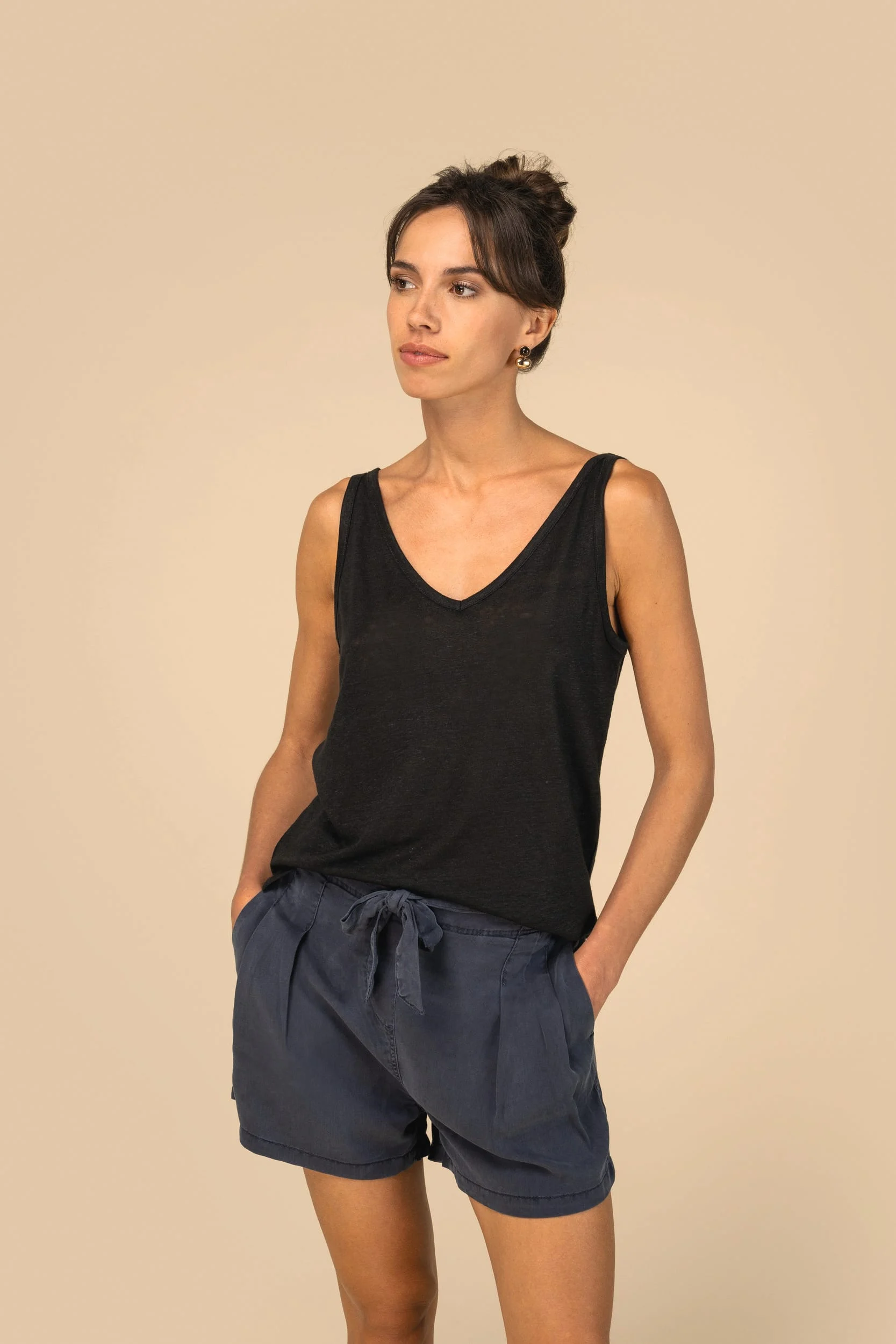 SP725 - Short écoresponsable délavé en lyocell femme – Image 4