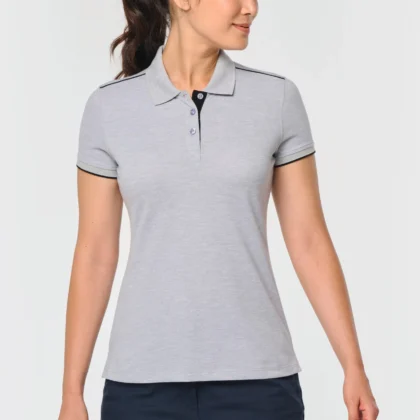 WK271 - Polo Day To Day contrasté manches courtes femme