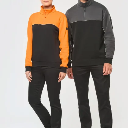 WK404 - Sweat-shirt écoresponsable col zippé unisexe