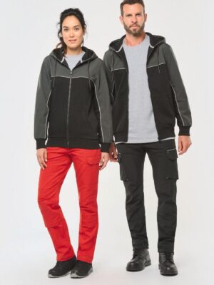 WK410 - Veste molleton bicolore zippée à capuche écoresponsable unisexe